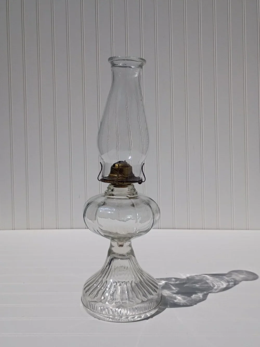 Vintage Anchor Hocking Clear Glass Kerosene Oil Lamp 18